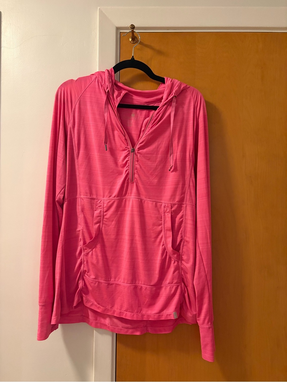 Tangerine Hot Pink Lightweight Hooded Pullover - XL